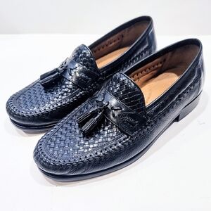 Brass Boot Walking Gloves Black Woven Tassel Loafers Men's 8½M Leather Slip On